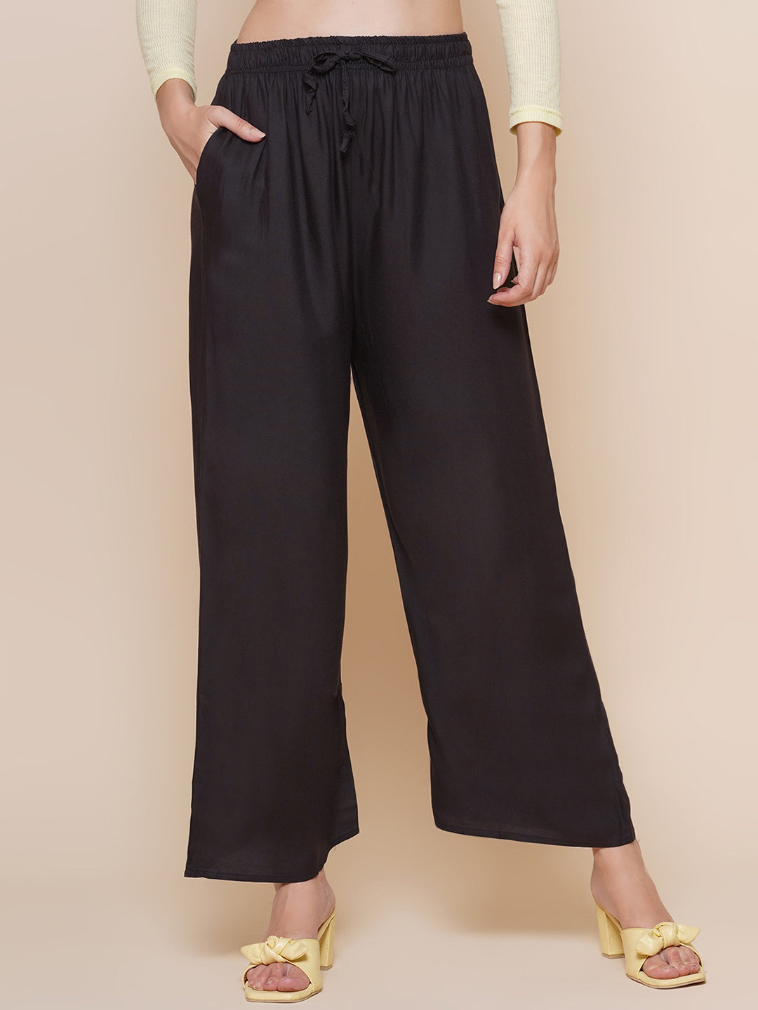 Wide-Leg Palazzo Trousers – White