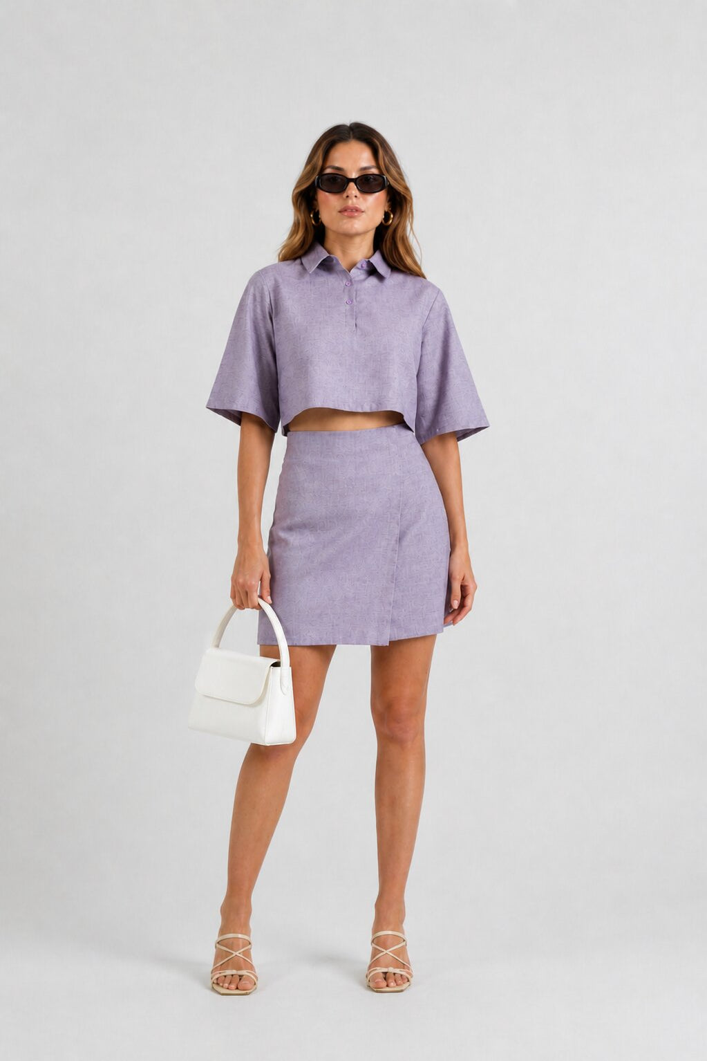 Crop Top and Skirt Co-ord Set – Lilac