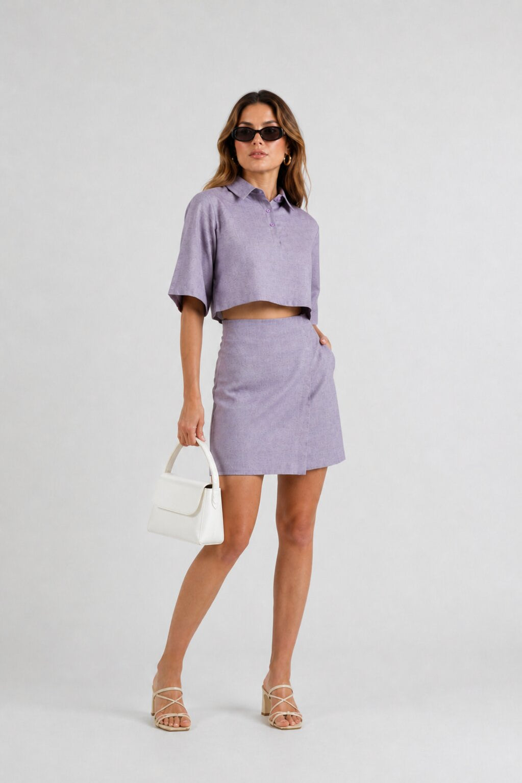 Crop Top and Skirt Co-ord Set – Lilac