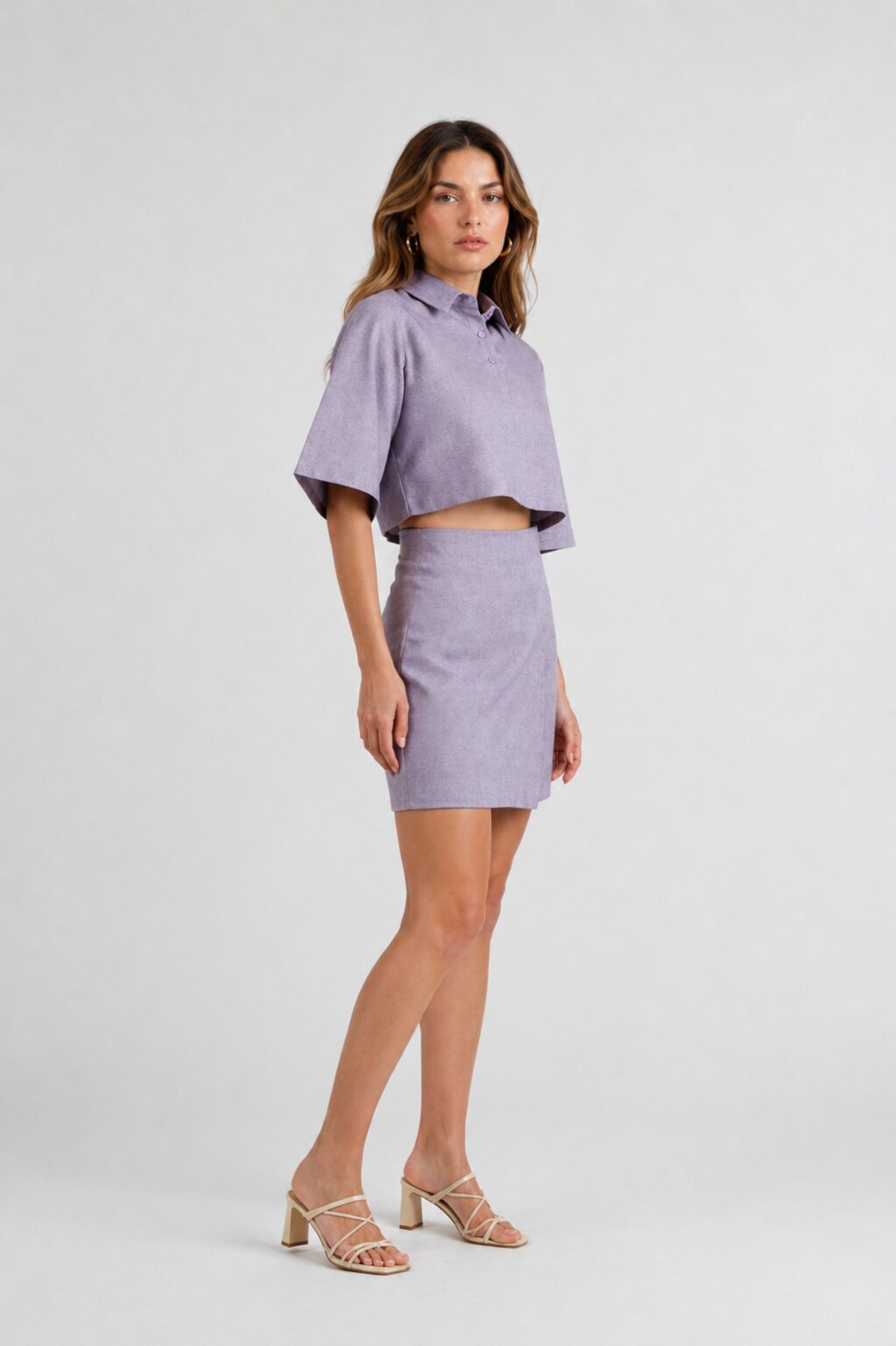 Crop Top and Skirt Co-ord Set – Lilac