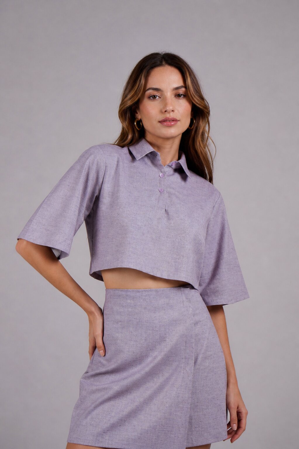 Crop Top and Skirt Co-ord Set – Lilac