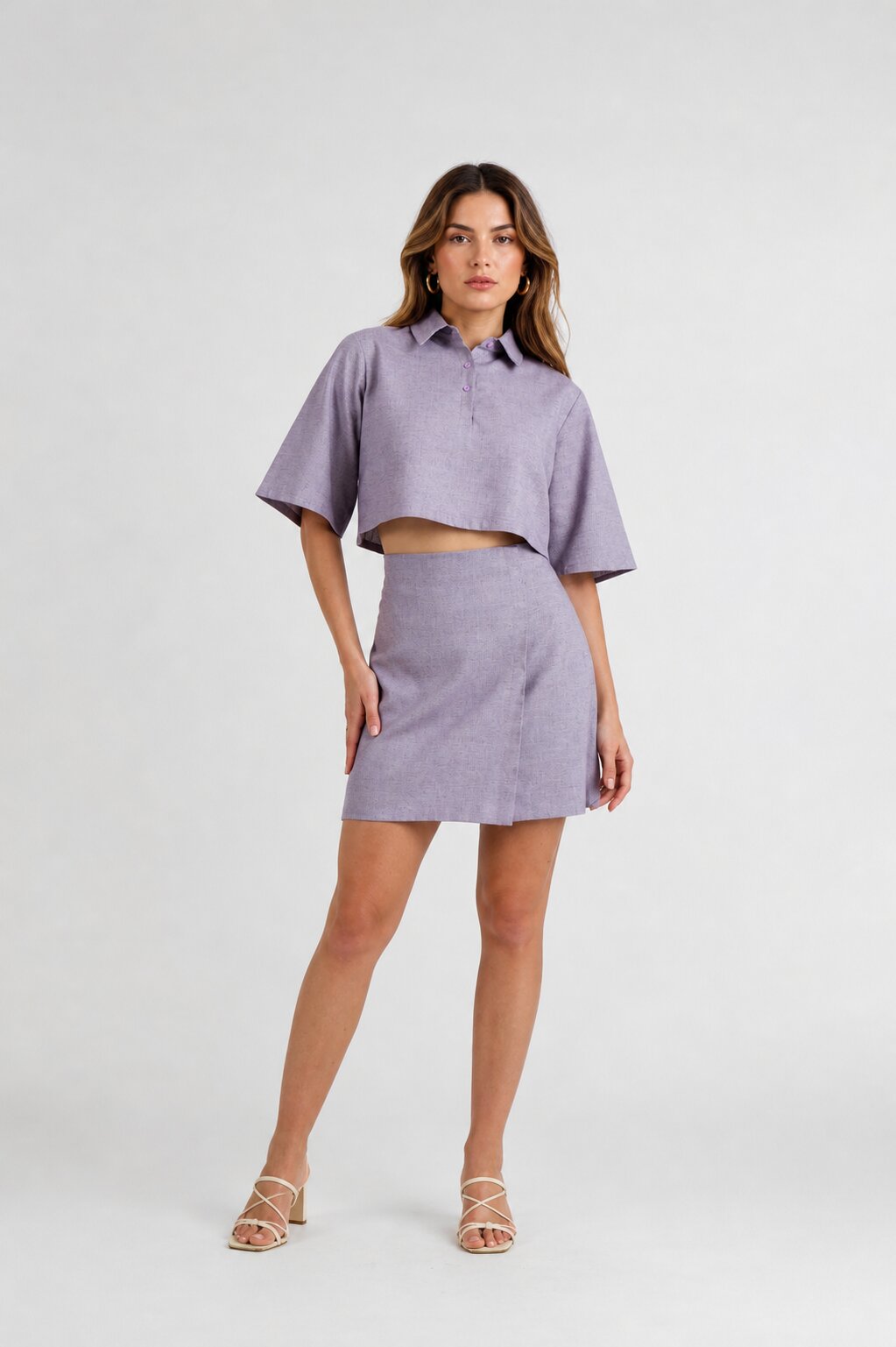 Crop Top and Skirt Co-ord Set – Lilac