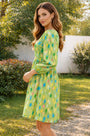 Polka Dot Puff-Sleeve Dress – Green