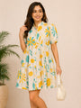 Floral Tiered Mini Dress – White