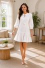 Tiered Shirt Dress – White