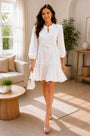 Tiered Shirt Dress – White