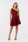 One-Shoulder Fit and Flare Dress – Maroon