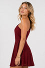 One-Shoulder Fit and Flare Dress – Maroon