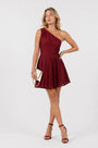 One-Shoulder Fit and Flare Dress – Maroon