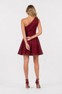 One-Shoulder Fit and Flare Dress – Maroon
