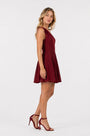 One-Shoulder Fit and Flare Dress – Maroon