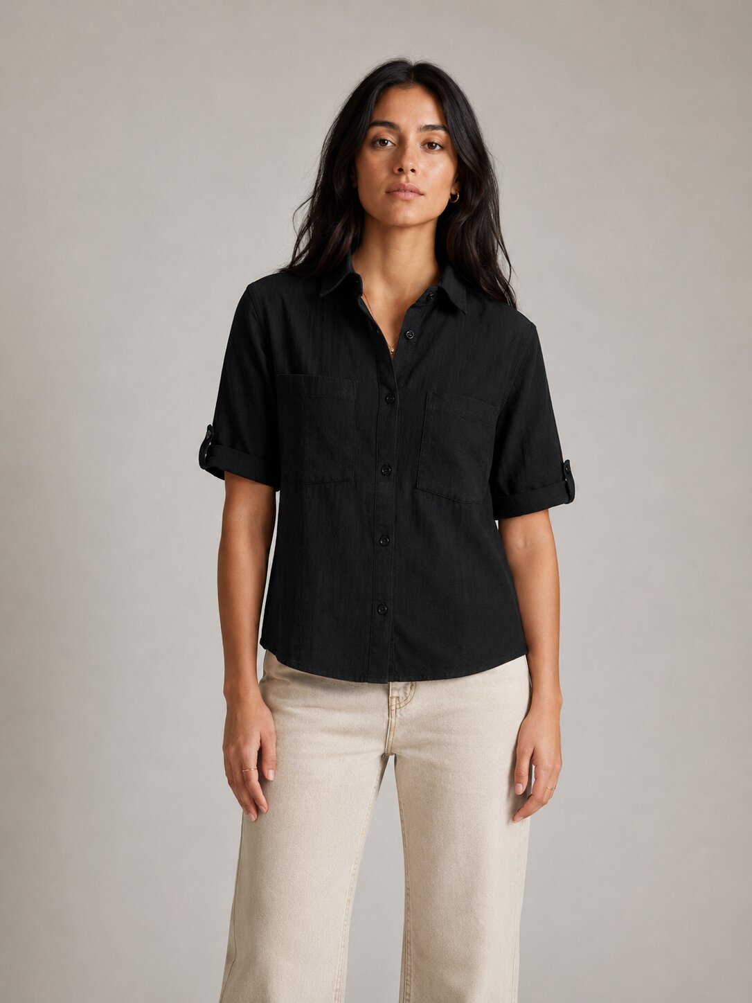 Classic Cotton Shirt – Black