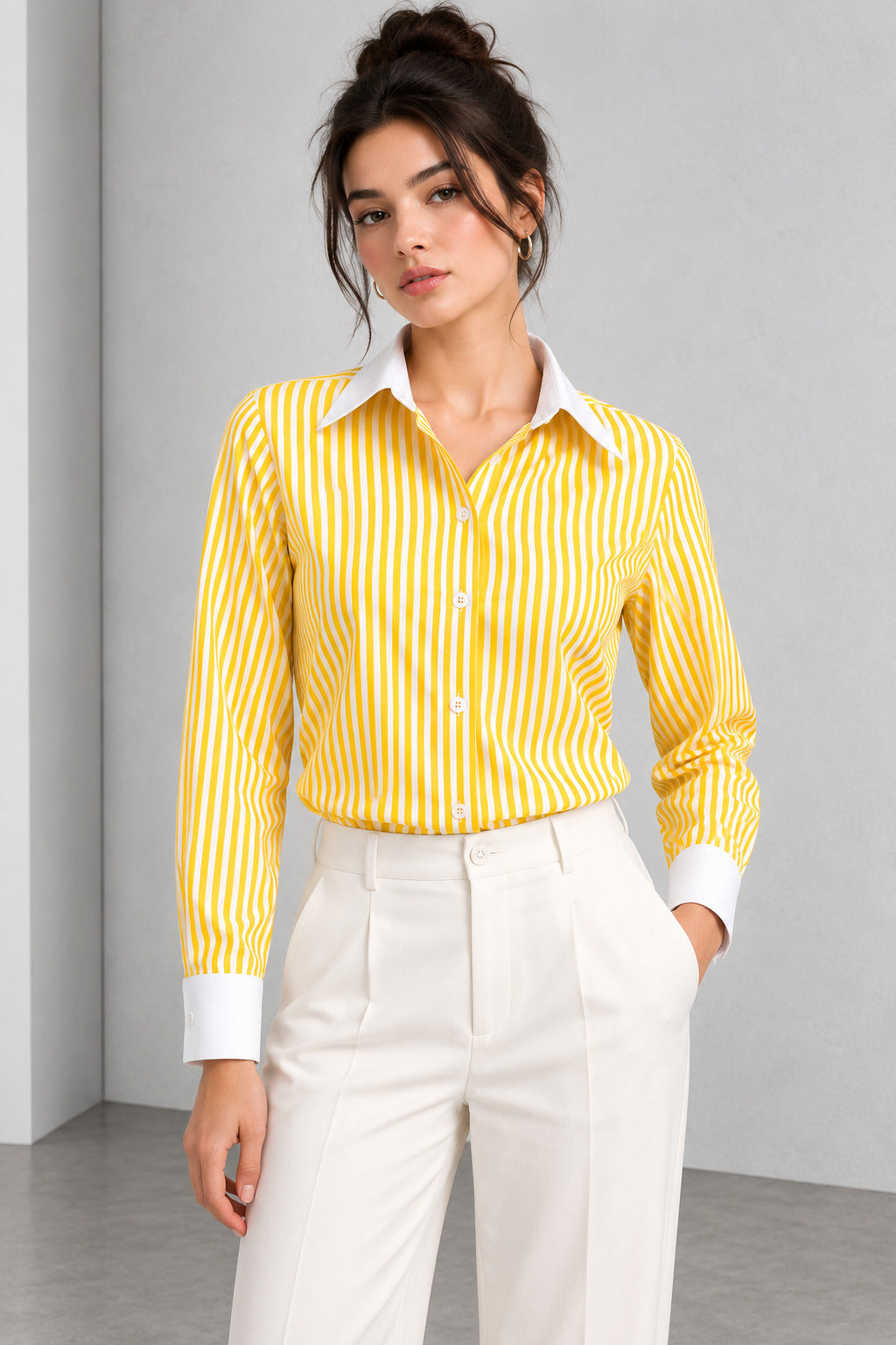 Striped Cotton Shirt – Yellow