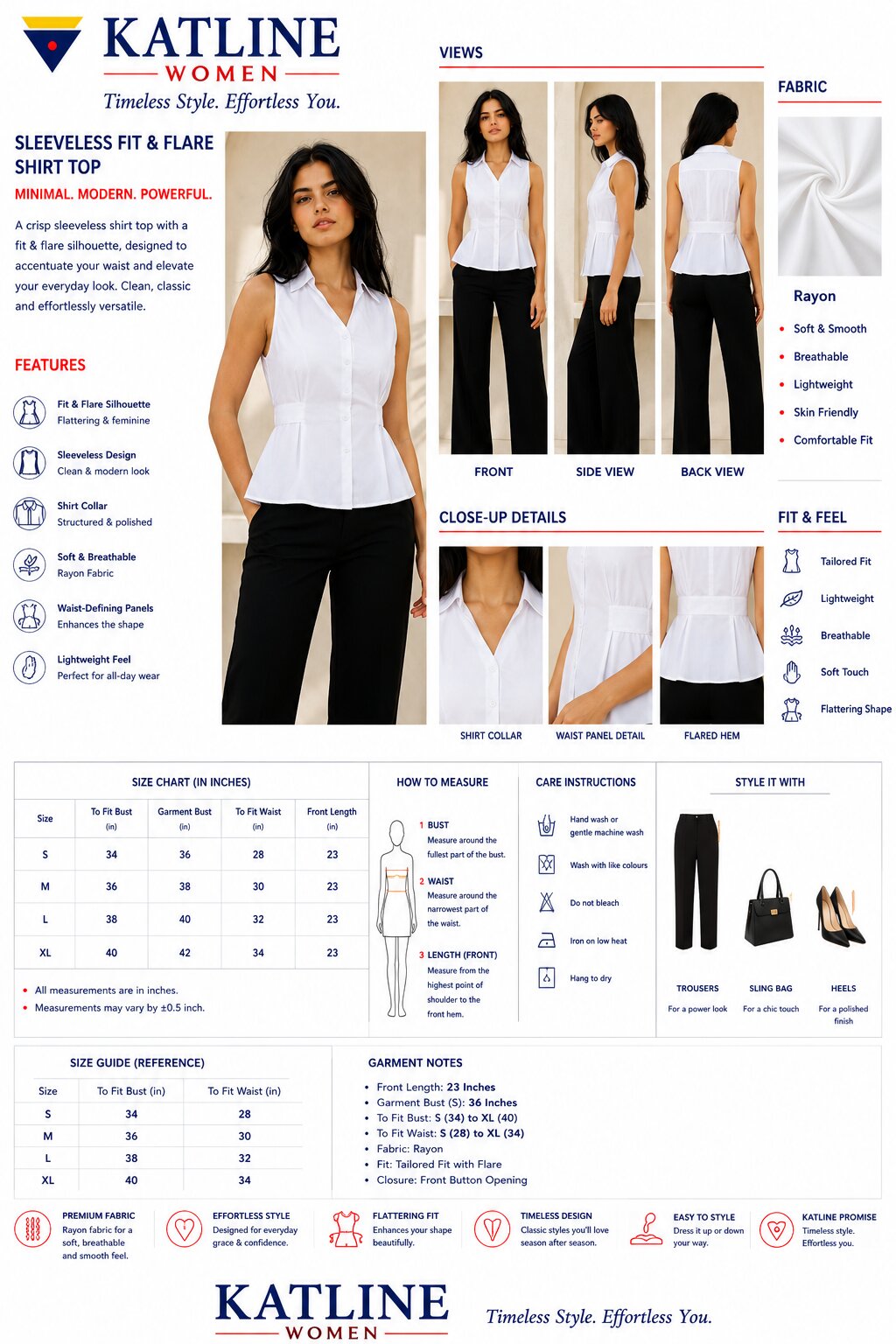 Sleeveless Collared Shirt Top – White