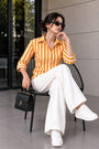 Striped Cotton Shirt – Orange & White