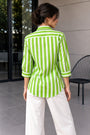 Striped Cotton Shirt – Lime Green & White