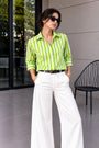 Striped Cotton Shirt – Lime Green & White