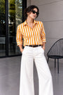 Striped Cotton Shirt – Orange & White