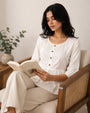 Button-Down Peplum Top – White