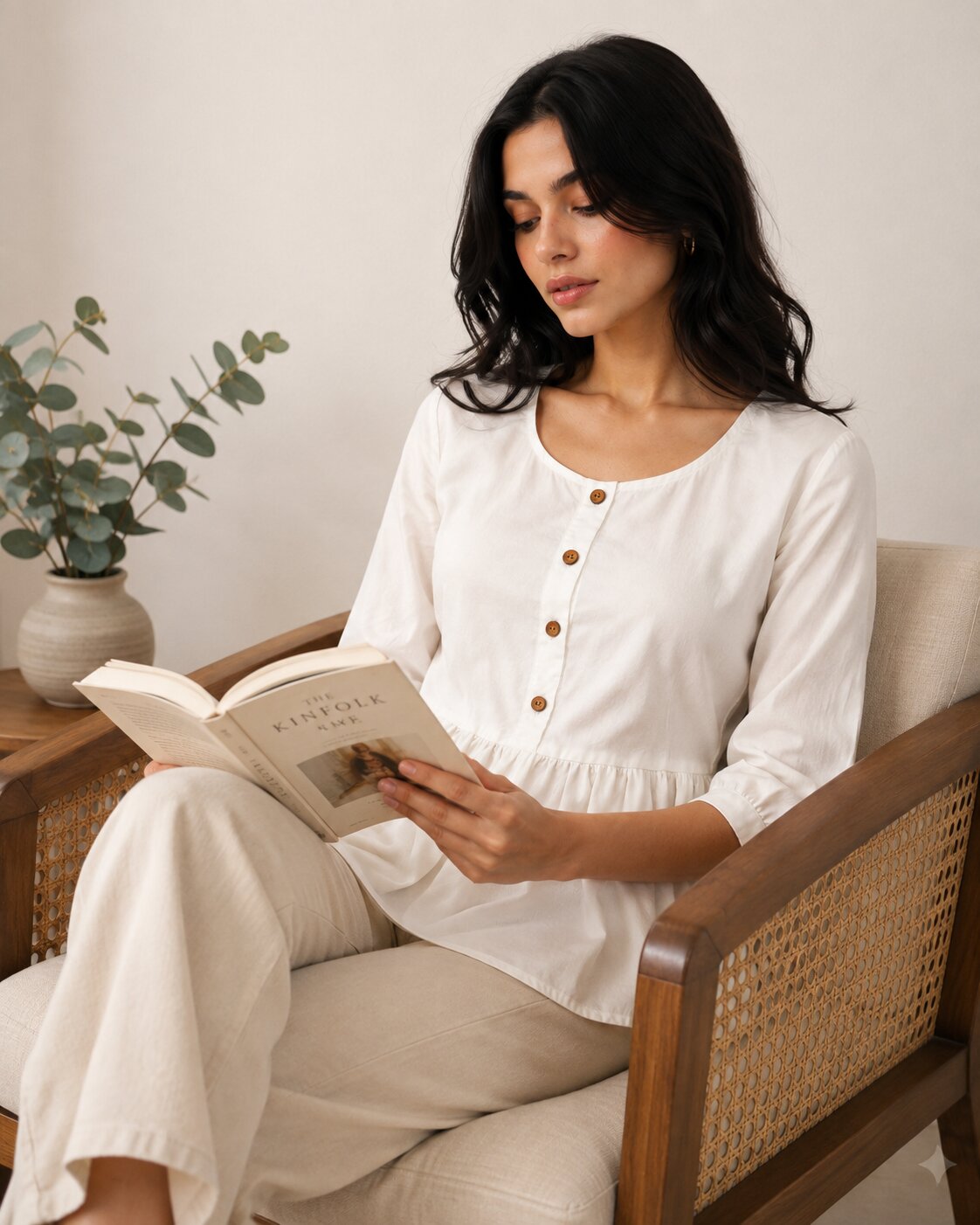 Button-Down Peplum Top – White