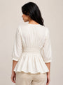 Button-Down Peplum Top – White