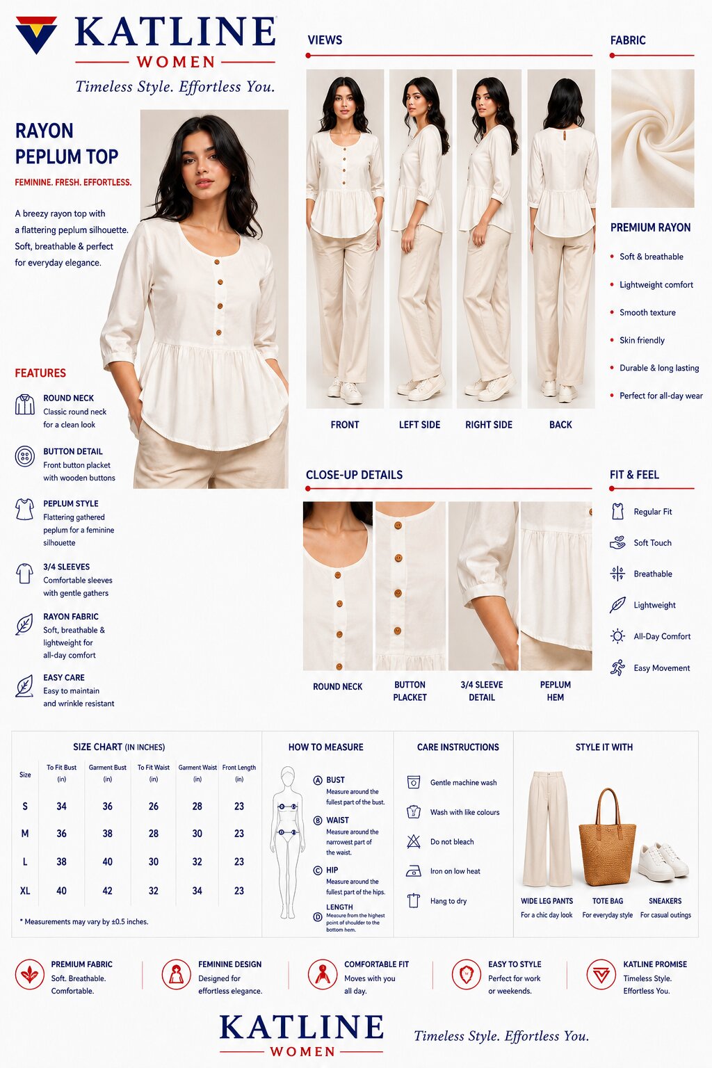 Button-Down Peplum Top – White