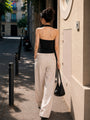 One-Shoulder Ribbed Top – Black