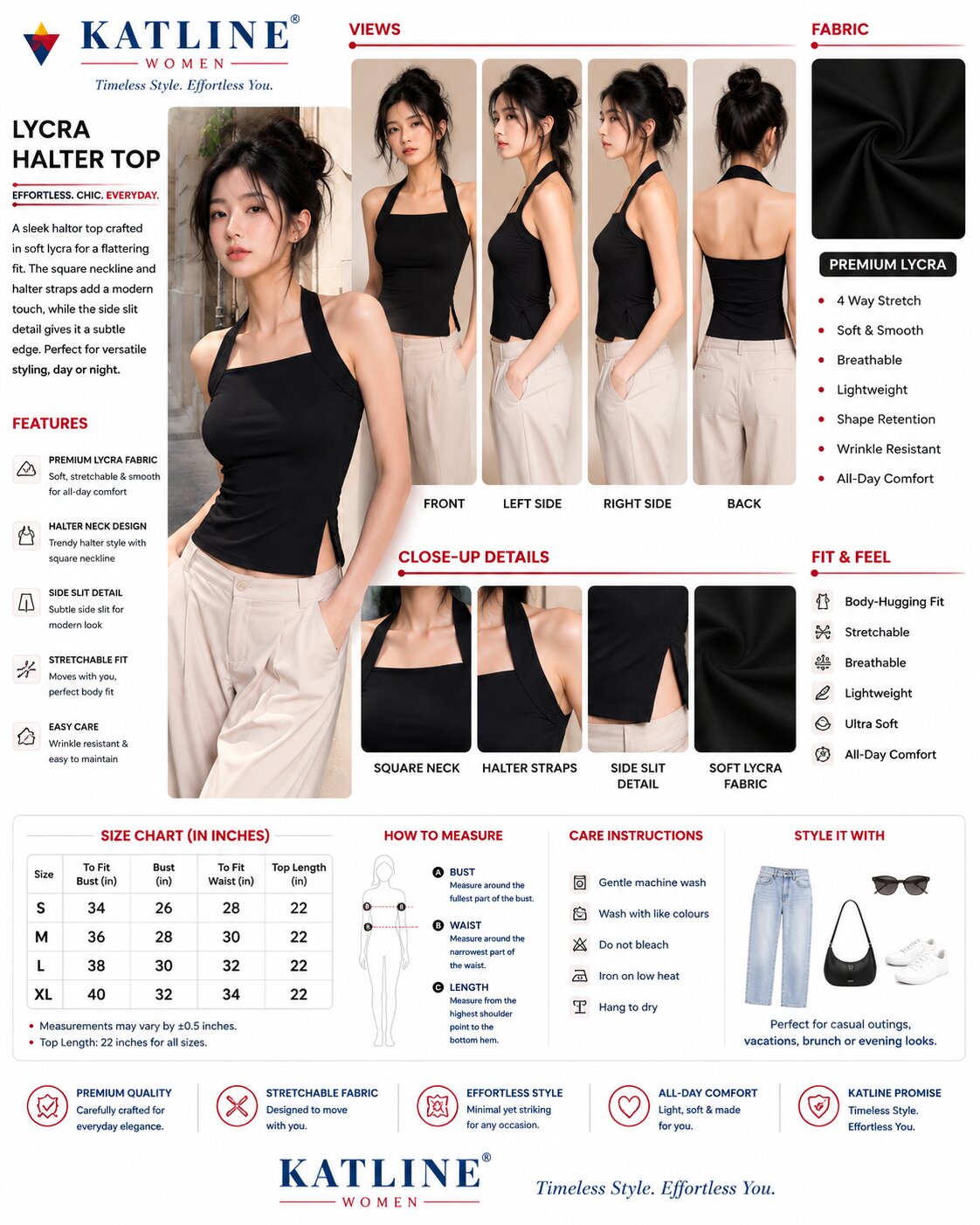 One-Shoulder Ribbed Top – Black