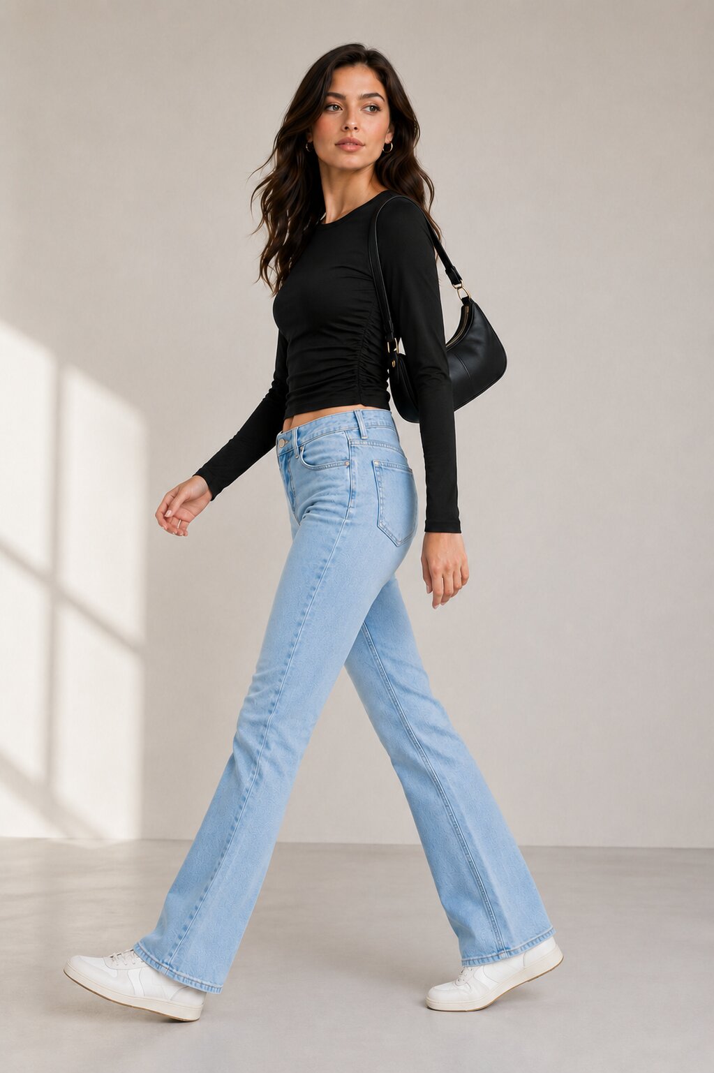 Long-Sleeve Ribbed Top – Black