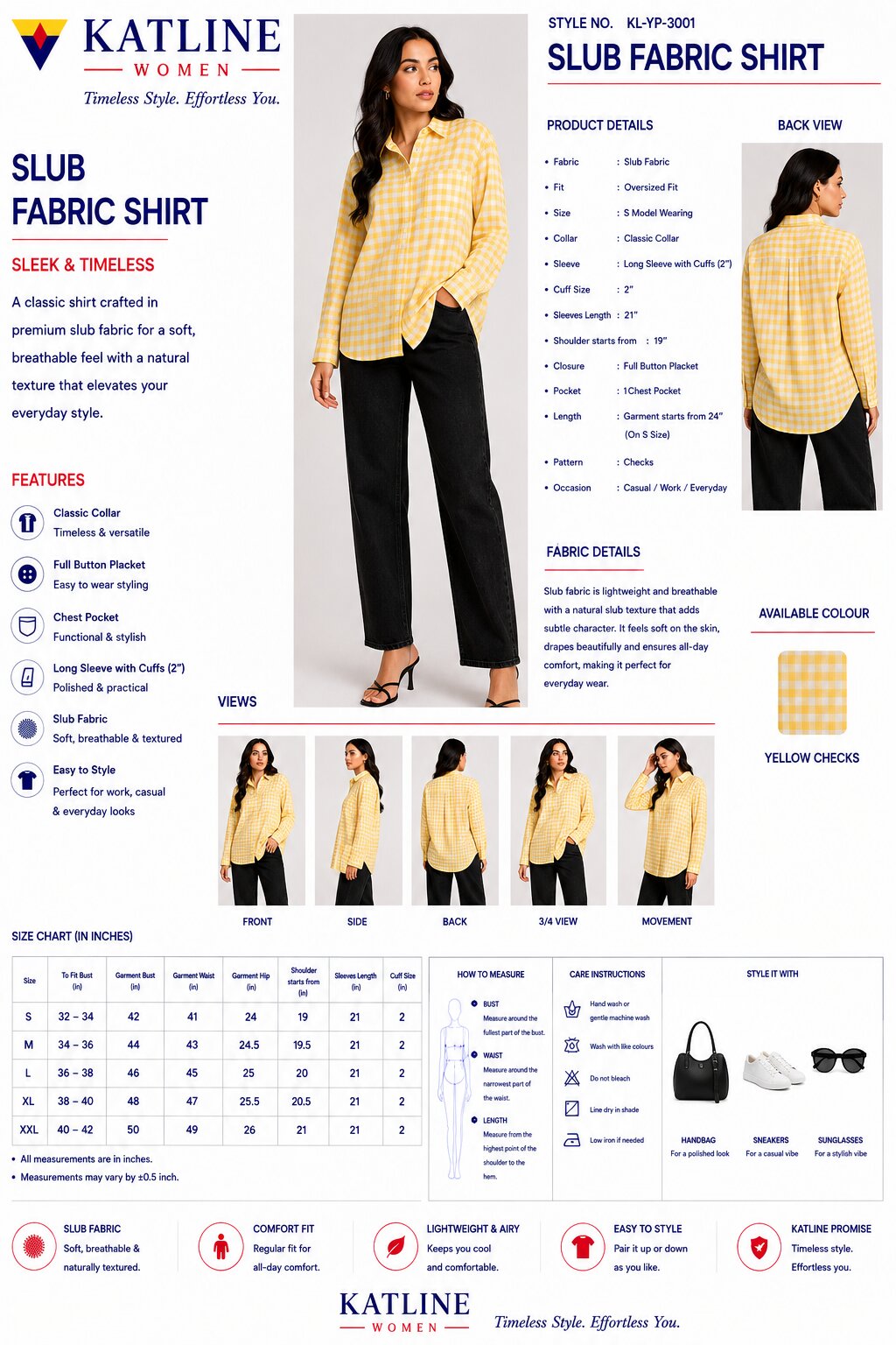 Checked Oversized Shirt – Yellow
