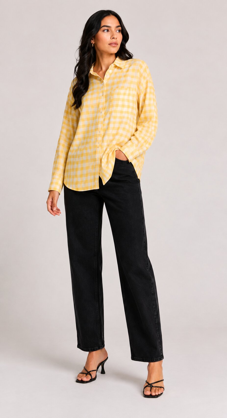 Checked Oversized Shirt – Yellow