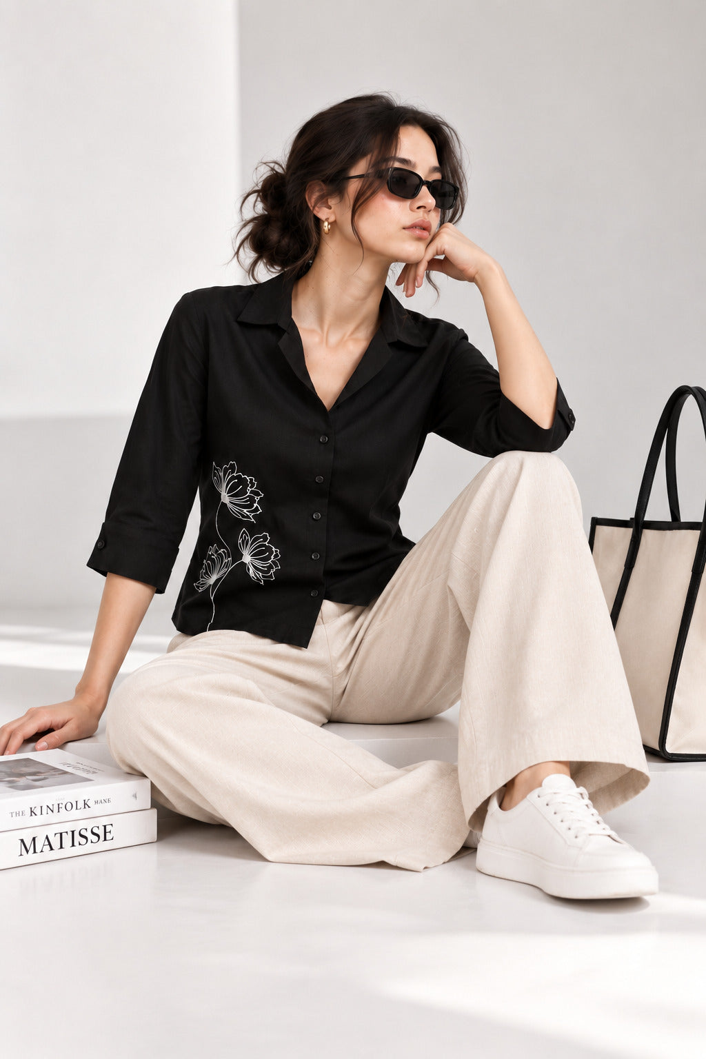 Embroidered Cotton Shirt – Black