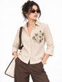 Embroidered Cotton Shirt – Khaki