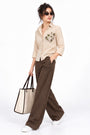 Embroidered Cotton Shirt – Khaki