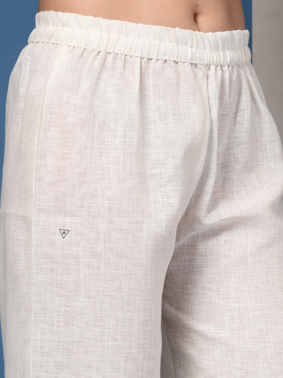 Lace Trim Top and Wide-Leg Trouser Co-ord Set – White