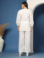 Lace Trim Top and Wide-Leg Trouser Co-ord Set – White