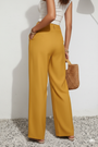 Pleated Wide-Leg Trousers – Mustard