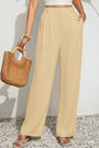 Pleated Wide-Leg Trousers – Beige