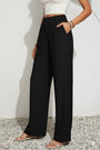 Pleated Wide-Leg Trousers – Black